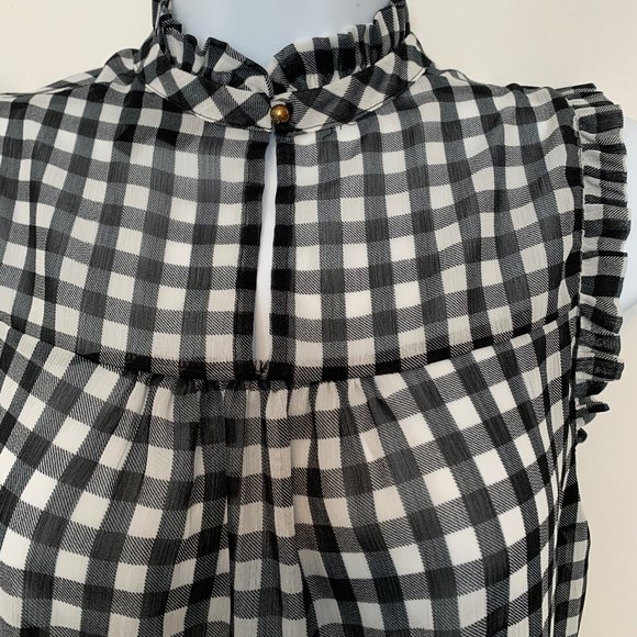 Who What Wear Tops - WHO WHAT WEAR BLACK & WHITE CHECKED SHEER BLOUSE